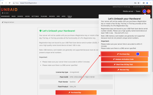 Unraid 兑换激活码方法(2024.03.08 之前兑换方法)
